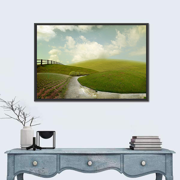 Winding Path Through Rolling Green Hills Canvas Wall Art