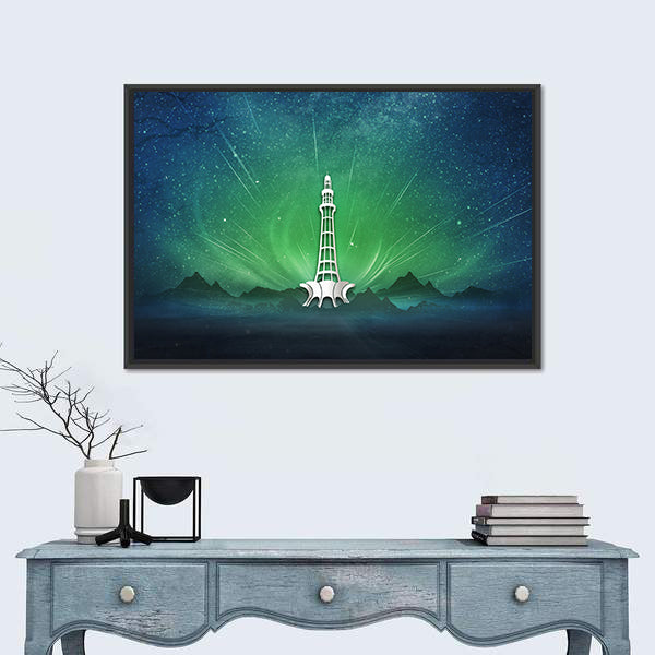 Minar-e-pakistan Aurora Nightscape Canvas Wall Art