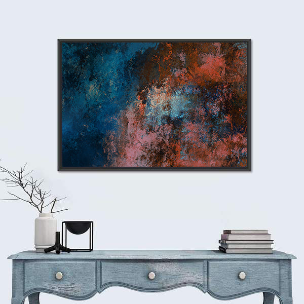 Blue to Copper Abstract Brushstrokes Canvas Wall Art