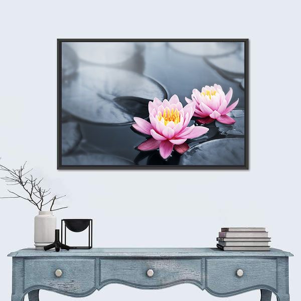 Pink Lotus Blossoms Canvas Wall Art
