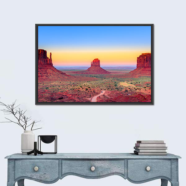 Sunset At Monument Valley In USA Canvas Wall Art