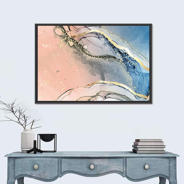 Pastel Marble Abstract with Gold Veins Canvas Wall Art