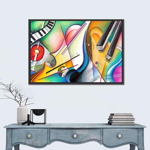 Hand-drawn Musical Abstraction Canvas Wall Art