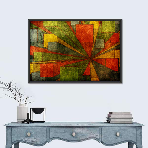 Grunge Geometric Radial Abstract Canvas Wall Art