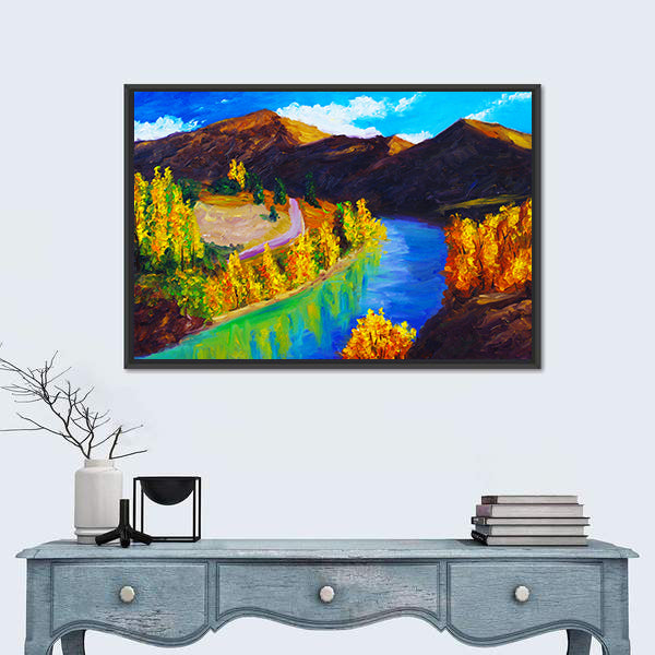 Autumn River Oil Painting Canvas Wall Art