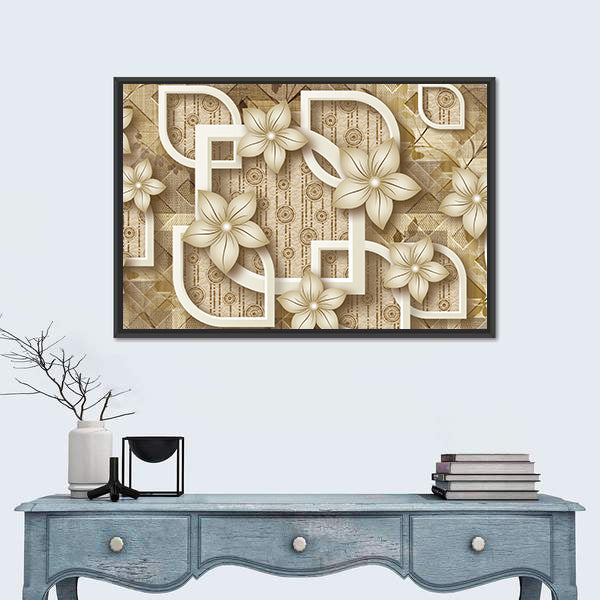 3d Floral Geometric Composition Canvas Wall Art