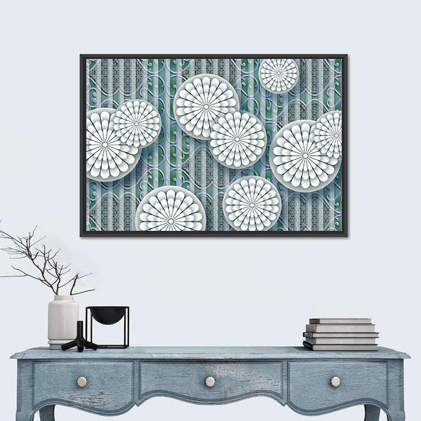 3d White Floral Mural Canvas Wall Art