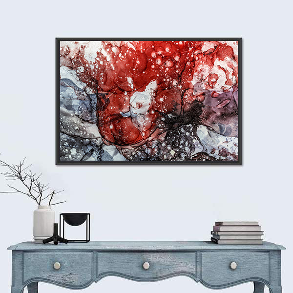 Textured Red Fluid Abstract Canvas Wall Art