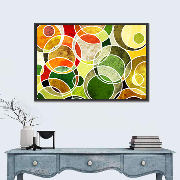 Abstract Overlapping Geometric Circles Canvas Wall Art