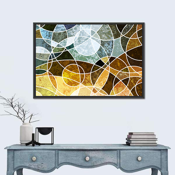 Abstract Geometric Circles in Blue and Green Canvas Wall Art