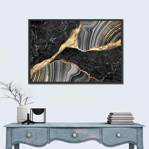 Gold-flecked Marble and Agate Texture Canvas Wall Art