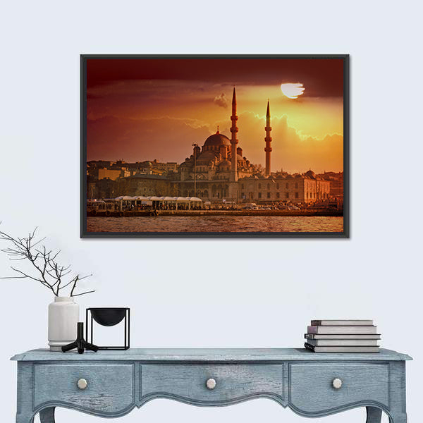 Suleymaniye Mosque At Sunset In Istanbul Canvas Wall Art