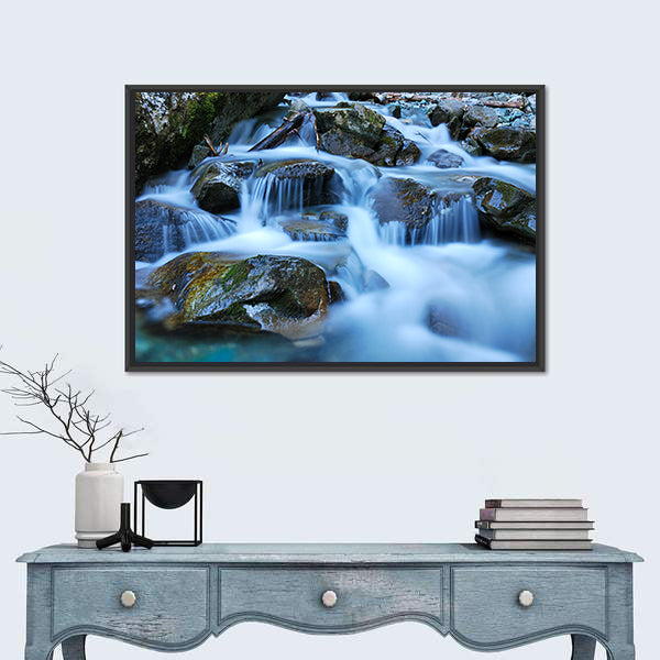 River Through Mossy Stones in Cadore Canvas Wall Art
