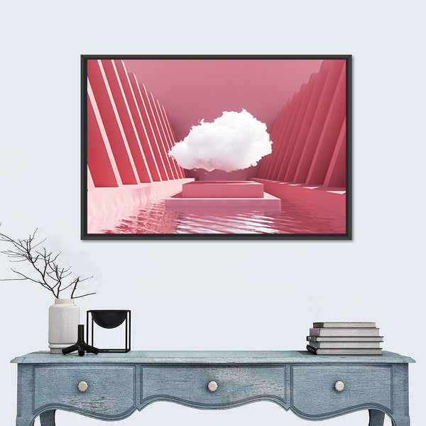 Reflective Pink Pool Abstract Canvas Wall Art