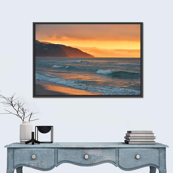 Golden Summer Sea Sunset Canvas Wall Art