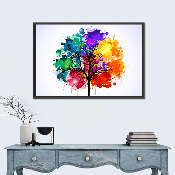Colorful Abstract Tree with Balloons Canvas Wall Art