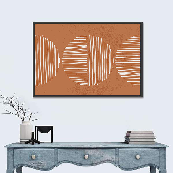 Minimalist Terracotta Geometric Circles Canvas Wall Art