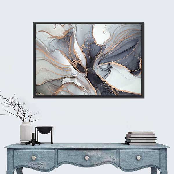 Alcohol Ink Marble with Gold Accents Canvas Wall Art