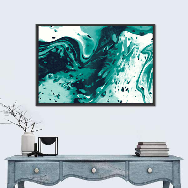 Turquoise Fluid Marbling Canvas Wall Art
