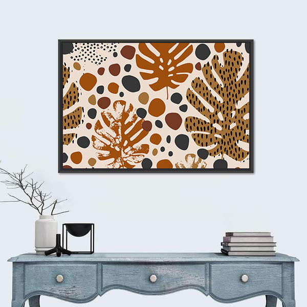 Tropical Monstera Leaf Pattern Canvas Wall Art