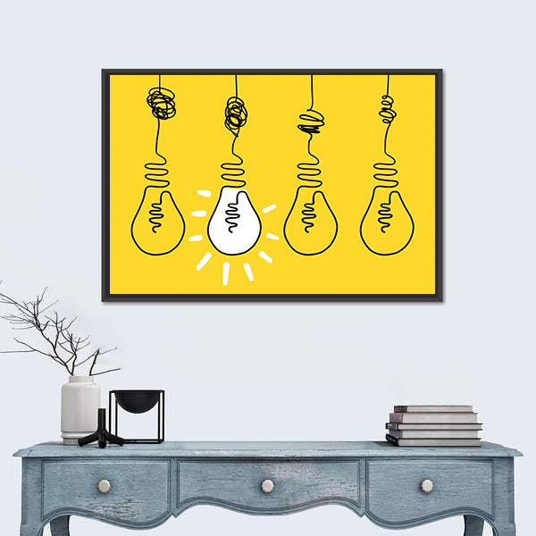 Four Lightbulbs Technology Concept Canvas Wall Art