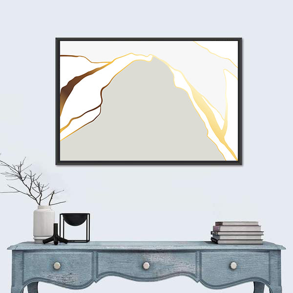 Minimal Marble Peak with Gold Accents Canvas Wall Art
