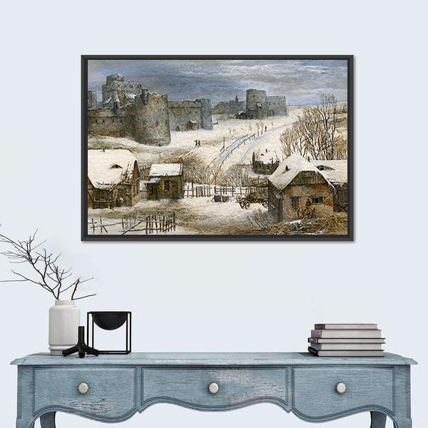 Medieval Castle in Winter Canvas Wall Art