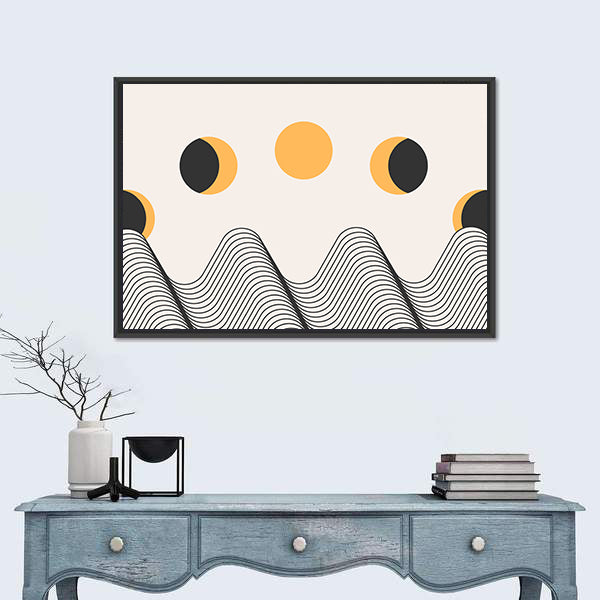 Minimalist Moon Cycle Canvas Wall Art