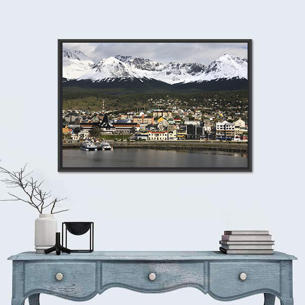 Ushuaia Harbor with Snow-capped Peaks Canvas Wall Art