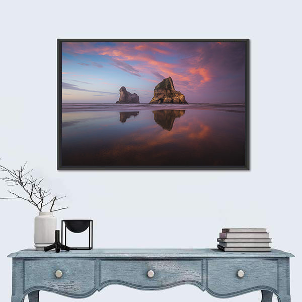 Sunrise At Wharariki Beach In New Zealand Canvas Wall Art