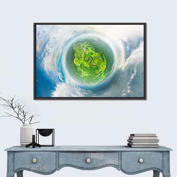 Small Planet Concept From Space Canvas Wall Art