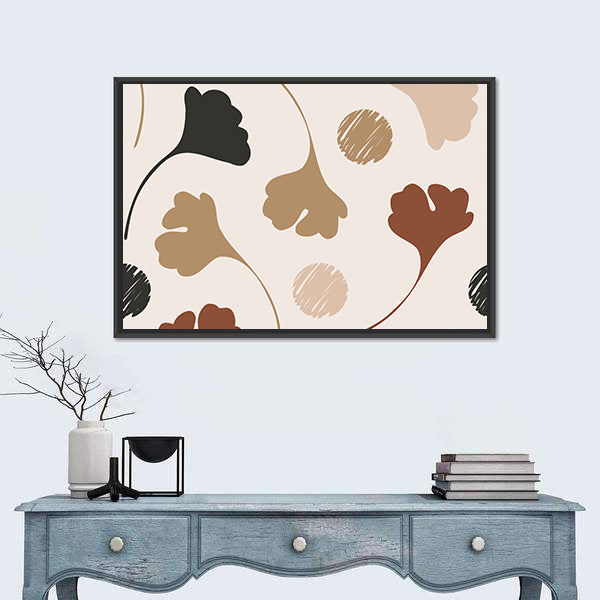 Natural Ginkgo Leaf Silhouettes Canvas Wall Art