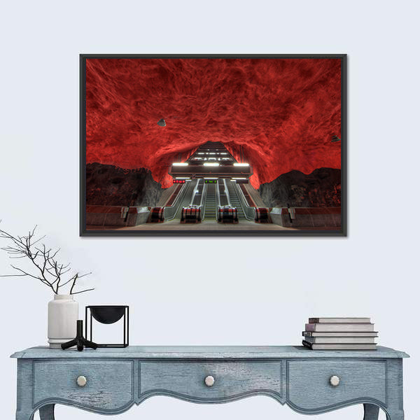 Stockholm Metro Station Interior Canvas Wall Art
