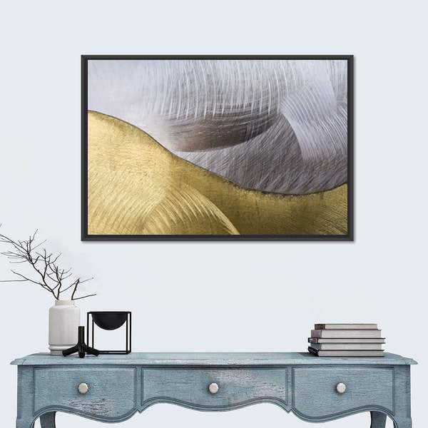 Gold and Silver Abstract Waves Canvas Wall Art