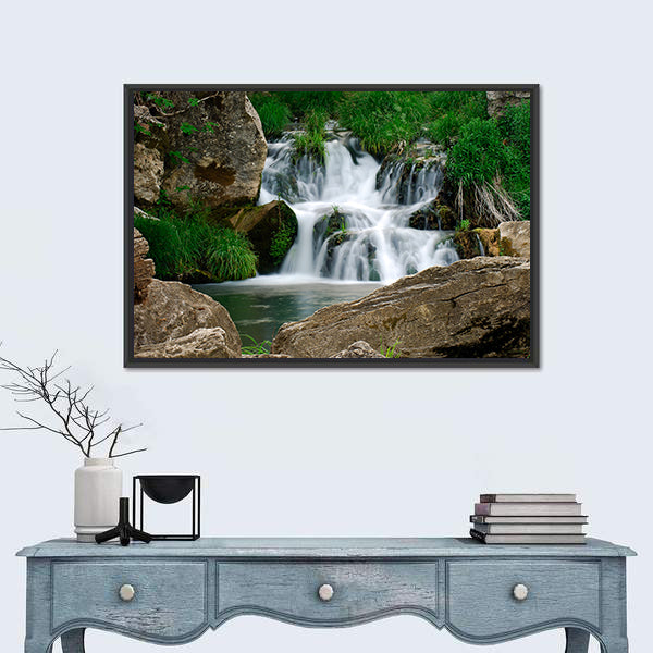 Small Forest Waterfall Canvas Wall Art