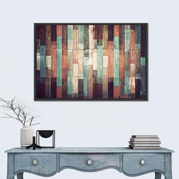 Distressed Reclaimed Wood Plank Pattern Canvas Wall Art