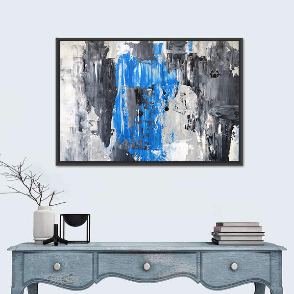 Blue Abstract with Palette Knife Texture Canvas Wall Art