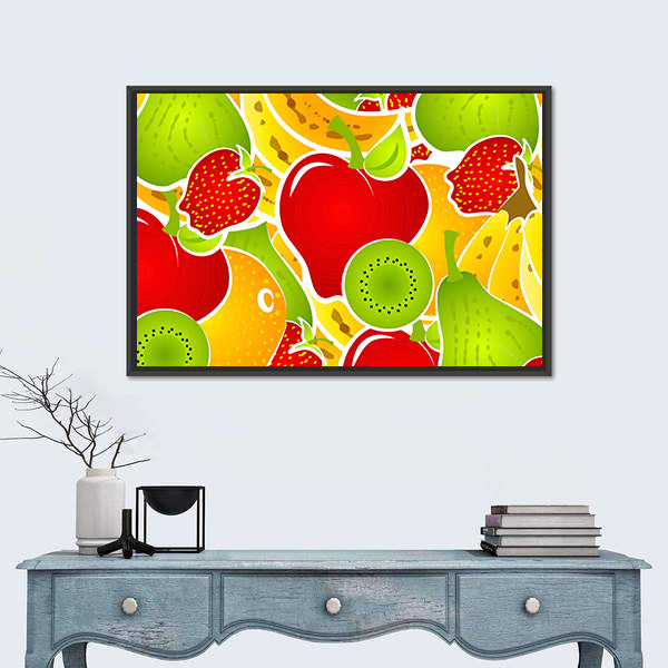 Healthy Fruit Illustration Canvas Wall Art