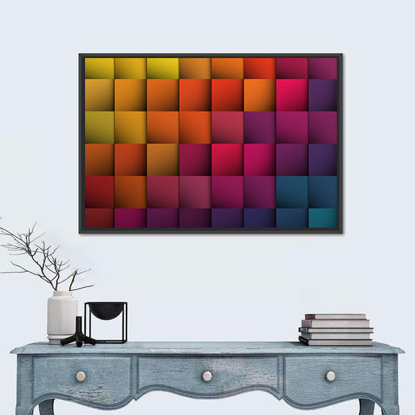 Colorful 3d Cube Grid Canvas Wall Art
