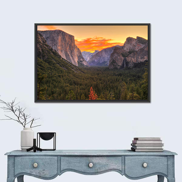 Yosemite Sunrise Over Granite Valley Canvas Wall Art
