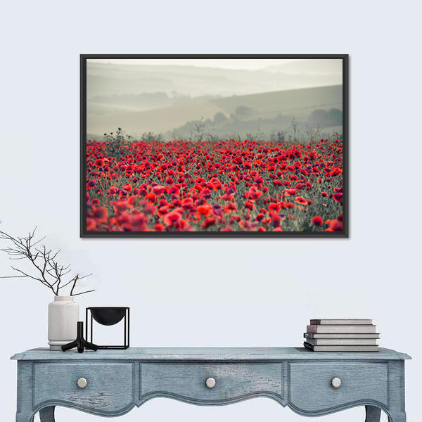 Field of Red Poppies Canvas Wall Art