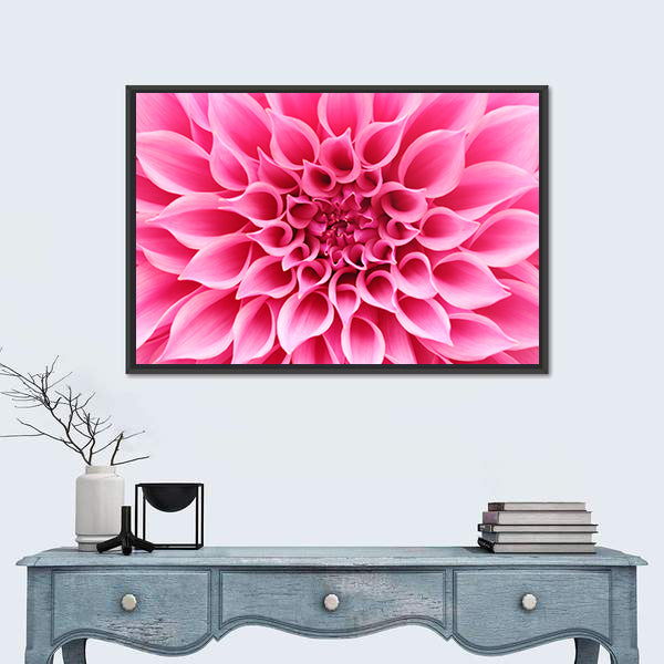 Pink Dahlia Flower Canvas Wall Art