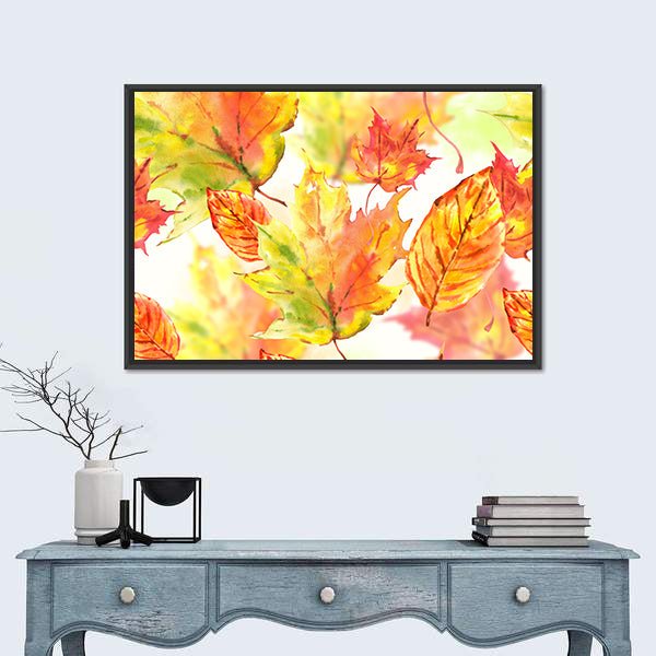 Watercolor Autumn Leaves Canvas Wall Art