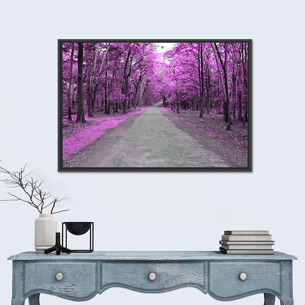 Forest Road In Autumn Canvas Wall Art