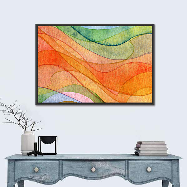 Colorful Watercolor Wave Abstract Canvas Wall Art