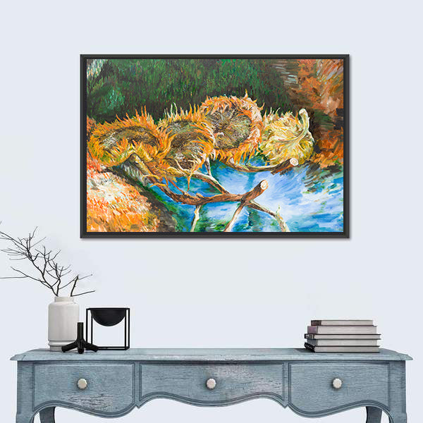 Four Cut Sunflower Heads Canvas Wall Art