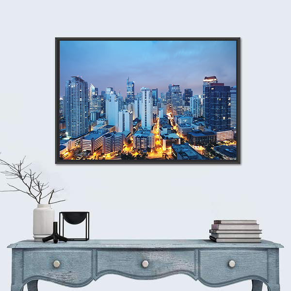Manila Skyline at Twilight Canvas Wall Art