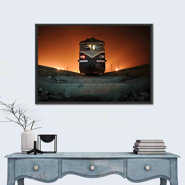 Chinese Electric Train at Night Canvas Wall Art