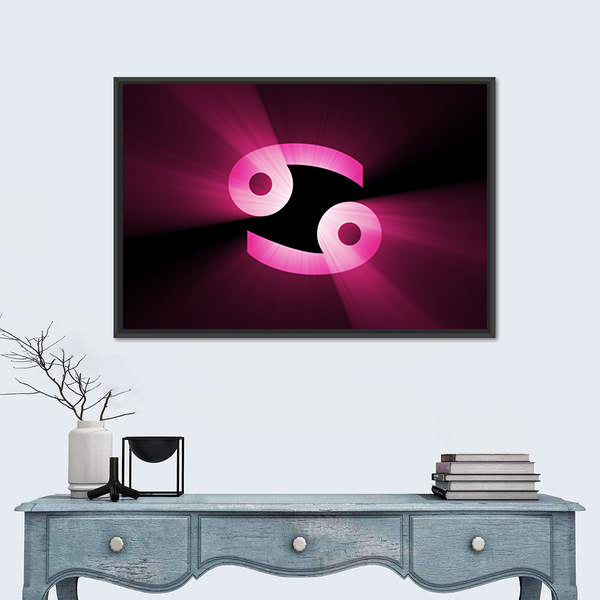 Magenta Cancer Zodiac Symbol Canvas Wall Art