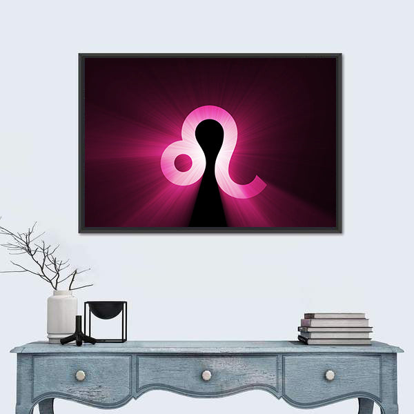 Glowing Leo Zodiac Symbol Canvas Wall Art